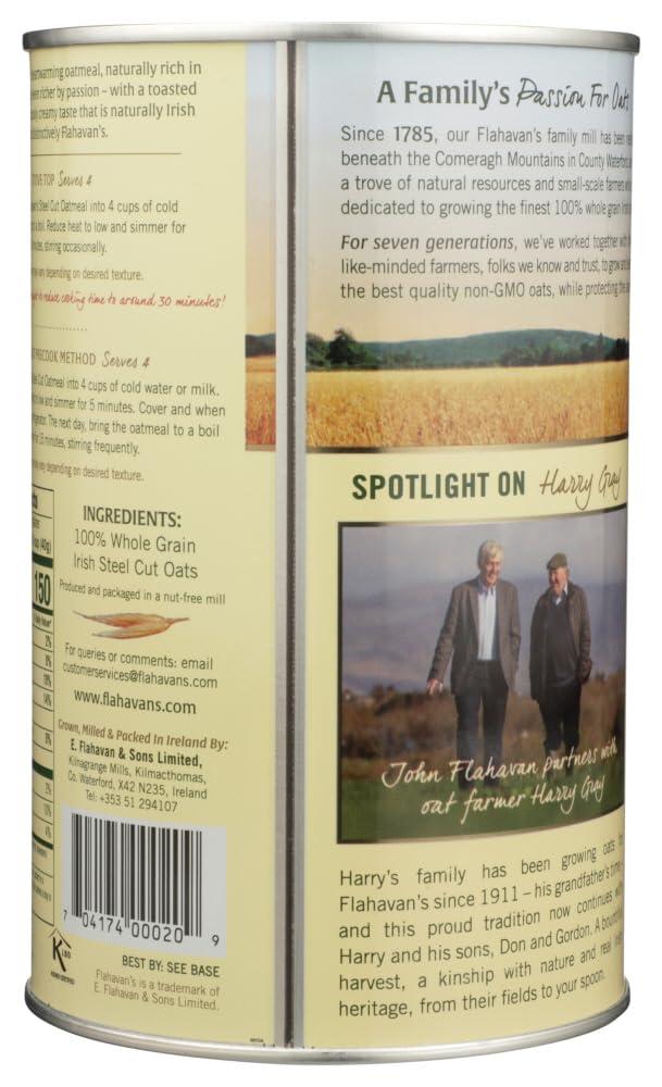 Flahavan's Flahavan's Irish Steel Cut Oatmeal Tin, 28 Ounce (Pack of 2)