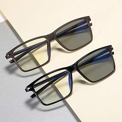 COTIA COTIA Reading Glasses for Mens,Transition Photochromic Dark Gray Sunglasses,TR90 Square Frame with Matte Texture (tea, 0)