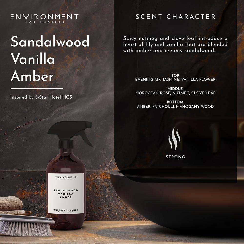 Stone Candles ENVIRONMENT Inspired by 5-Star Hotels HCS Surface Cleaner, 16oz Luxury Surface Cleaner (Sandalwood | Vanilla | Amber) Home Essentials, Scented Cleaning Products, Vegan & Cruelty-Free