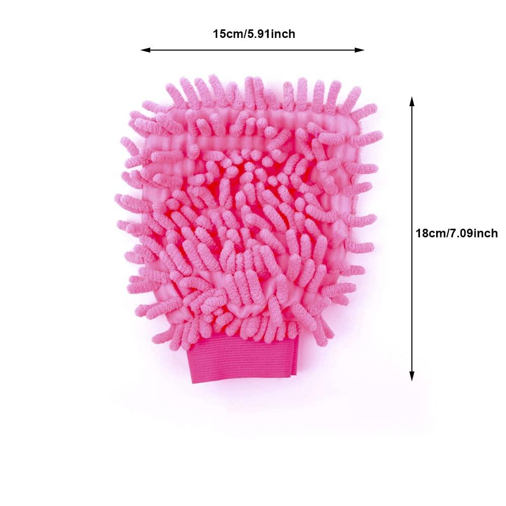 TopHomer TopHomer 5 Pcs Microfiber Gloves House Cleaning Auto Dusting Gloves for Plants House Cars Blinds Dusting Furniture and Small Objects (Pink)