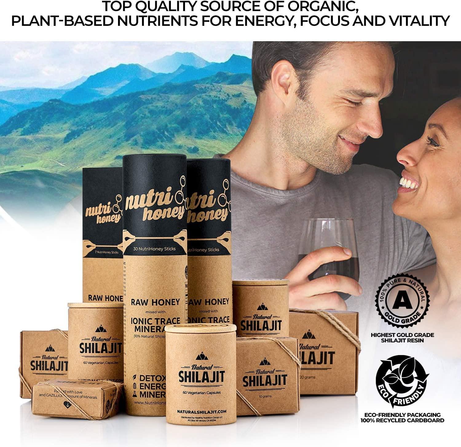 NATURAL SHILAJIT NATURAL SHILAJIT Honey Sticks - Shilajit Resin with Raw Honey, Fulvic Acid & Trace Minerals, Plant Based Nutrients for Energy, Immune Support & Vitality - 30 Shilajit Honey Sticks