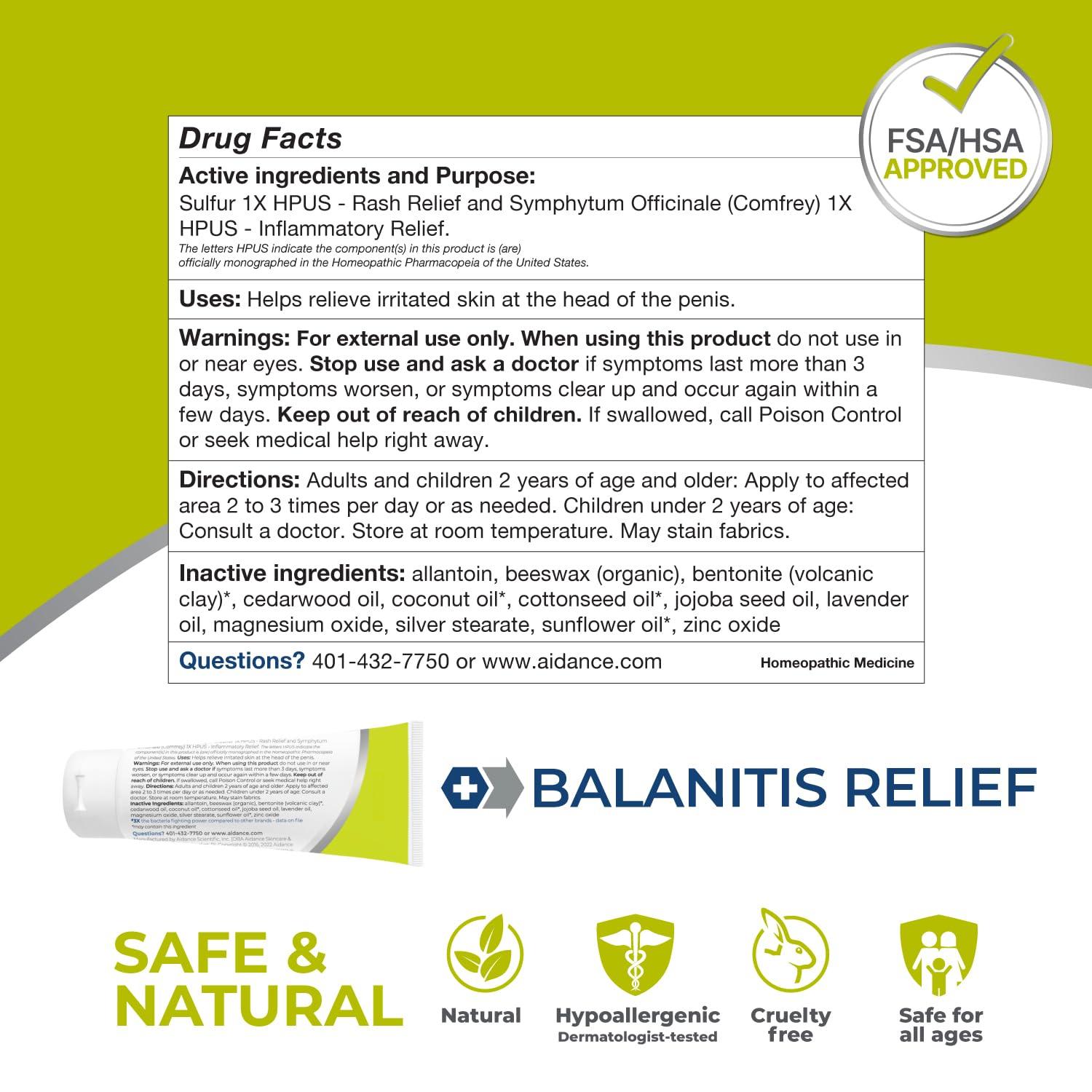 Aidance terrasil Balanitis Relief, Balanitis Treatment for Men, Soothing Foreskin Cream for Relief from Balanitis Symptoms: Irritation, Itch, Redness and Inflammation. Dermatologist Tested (50g)