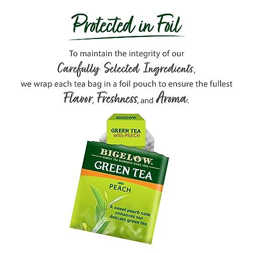 Bigelow Tea Bigelow Tea Green Tea with Peach, Caffeinated Tea with Green Tea and Peach, 20 Count Box (Pack of 6), 120 Total Tea Bags