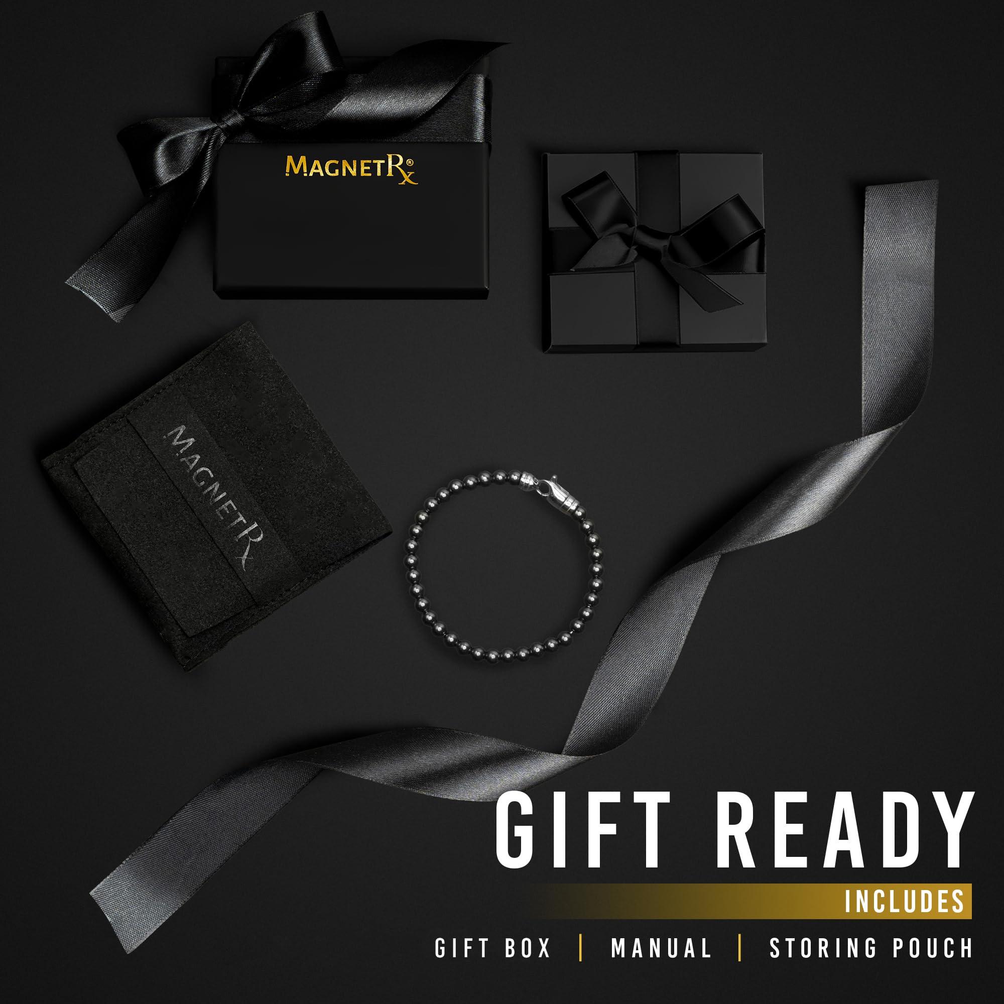 MagnetRX MagnetRX Hematite Magnetic Bracelet  Max Strength Magnetic Stones  Elegant Beaded Hematite Bracelets for Men and Women (Classic | Small)