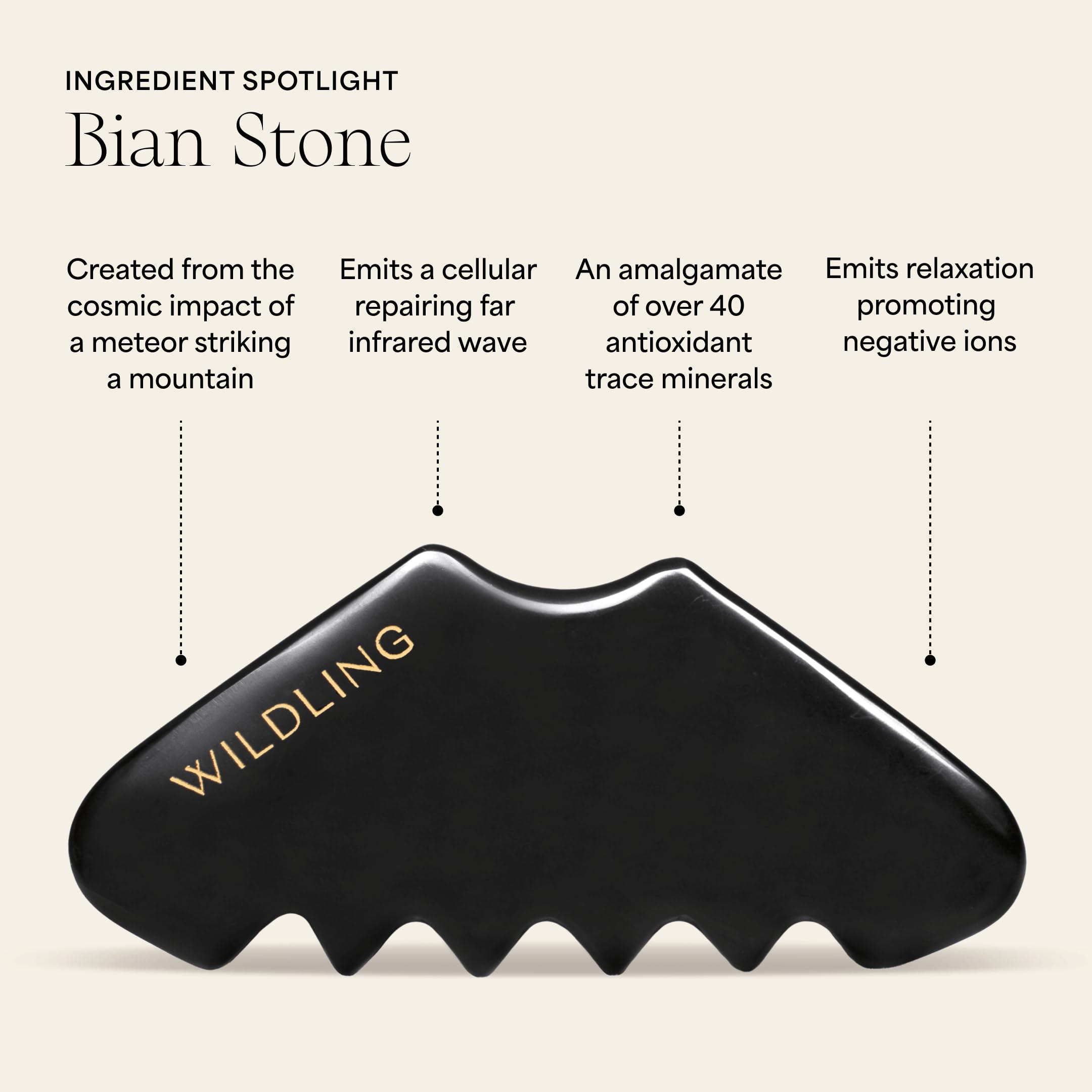 Wildling WILDLING Empress Gua Sha Stimulating Scalp Massager Comb I Scalp Scrubber for Hair Growth + Deep Scalp Cleansing I Patented Design Crafted with 100% Authentic Bian Stone