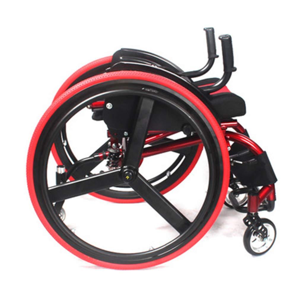 ADAHX Sports Leisure Wheelchair, Adult Handicapped Leisure Big Wheels All Terrain Lightweight Folding Portable Sport Manual Wheelchair for Disabled