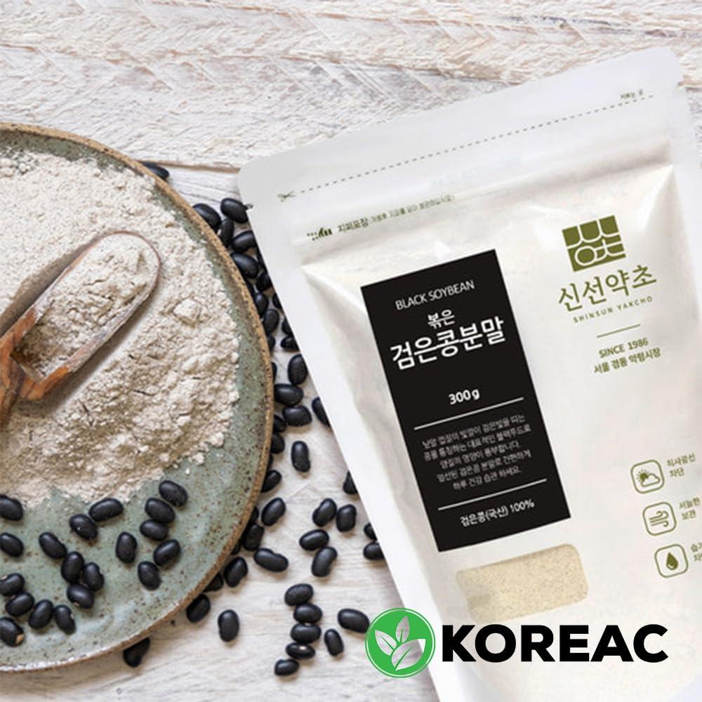 KOREAC KOREAC_ Korean Roasted Black Soy Bean Powder 300g(10.6 oz), 100% Natural, Nourishing Black Food, Rich & Savory, (300g(10.6 oz)_1Pack)