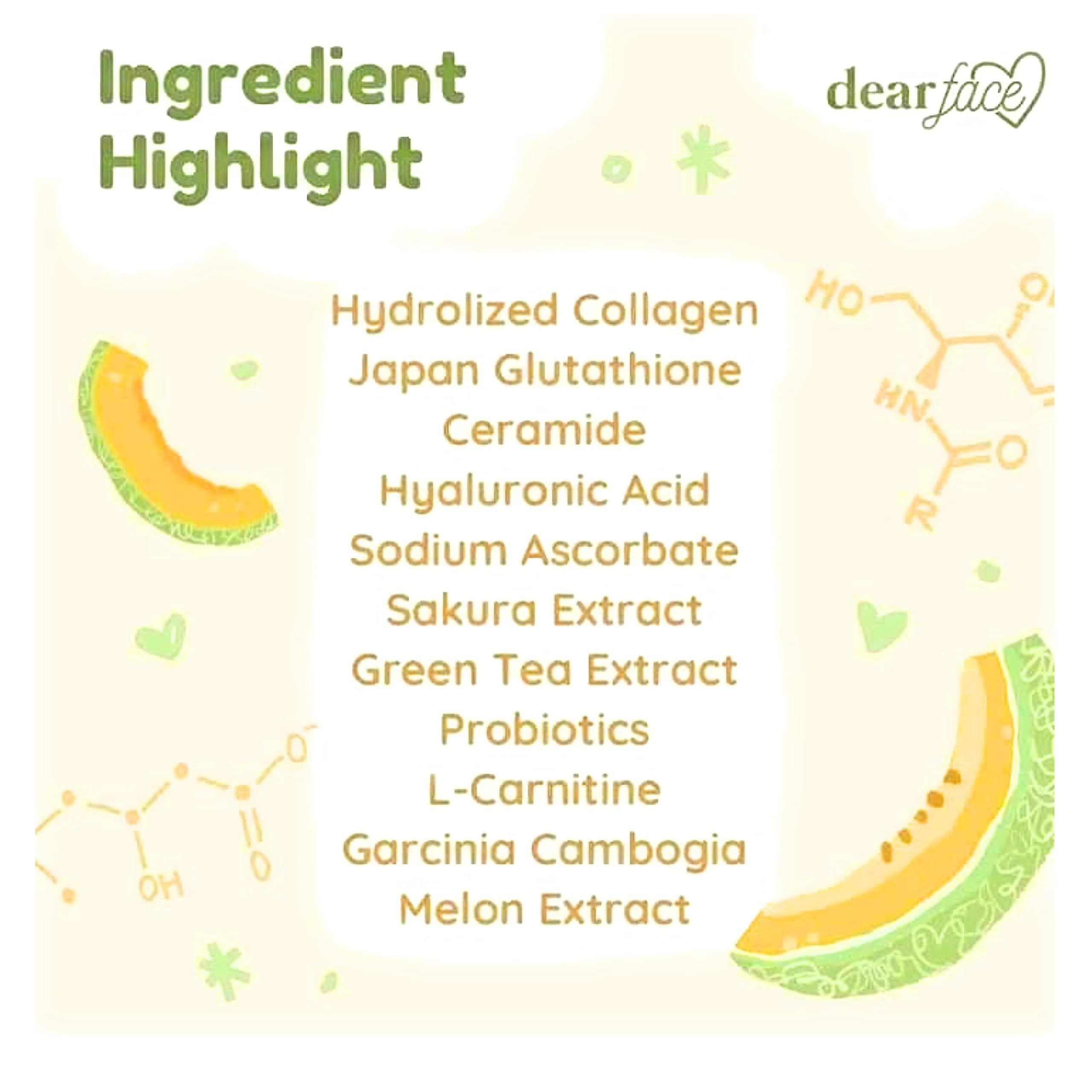 Dear Face Dear Face Beauty Milk Japanese Collagen MELON Drink - 50,000mg Hydrolyzed Collagen, 6.3 Ounce (Pack of 1)