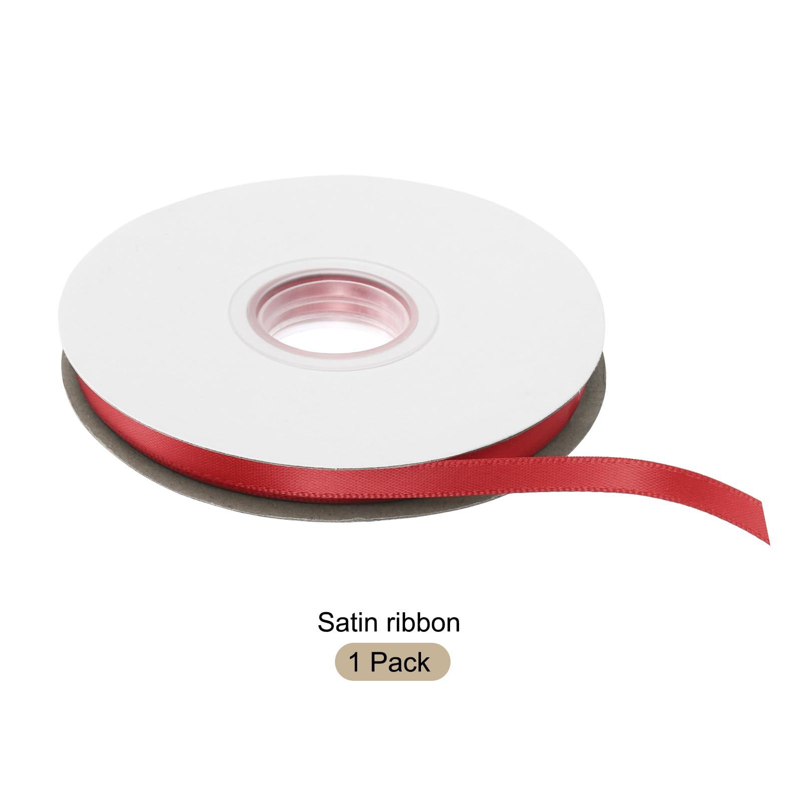 Rebower Rebower 1/4 Inch 50 Yard Satin Ribbon Thick Double Face Grosgrain Silk Ribbon, [for Gift Wrapping, Hair Bows, Wedding, Cake, Flower] - Bright Red
