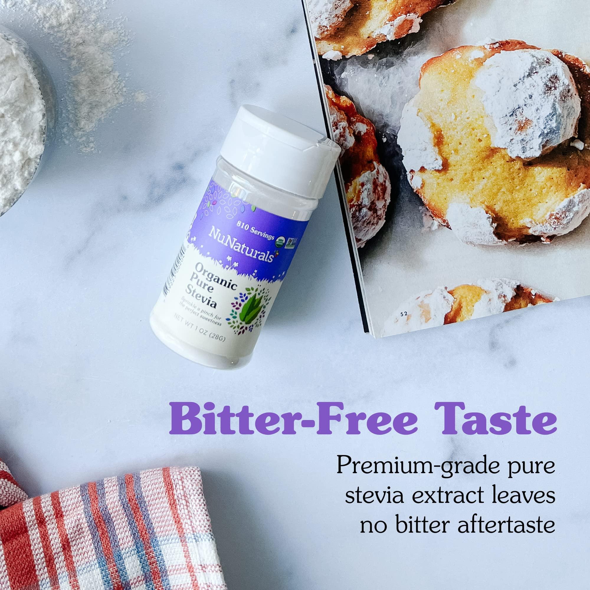 NuNaturals NuNaturals Organic Pure Stevia Extract | 100% Stevia No Fillers | Keto Sugar-Free Powdered Sweetener | Plant-Based Sugar Substitute | No Erythritol | Over 800 Servings | 1 oz