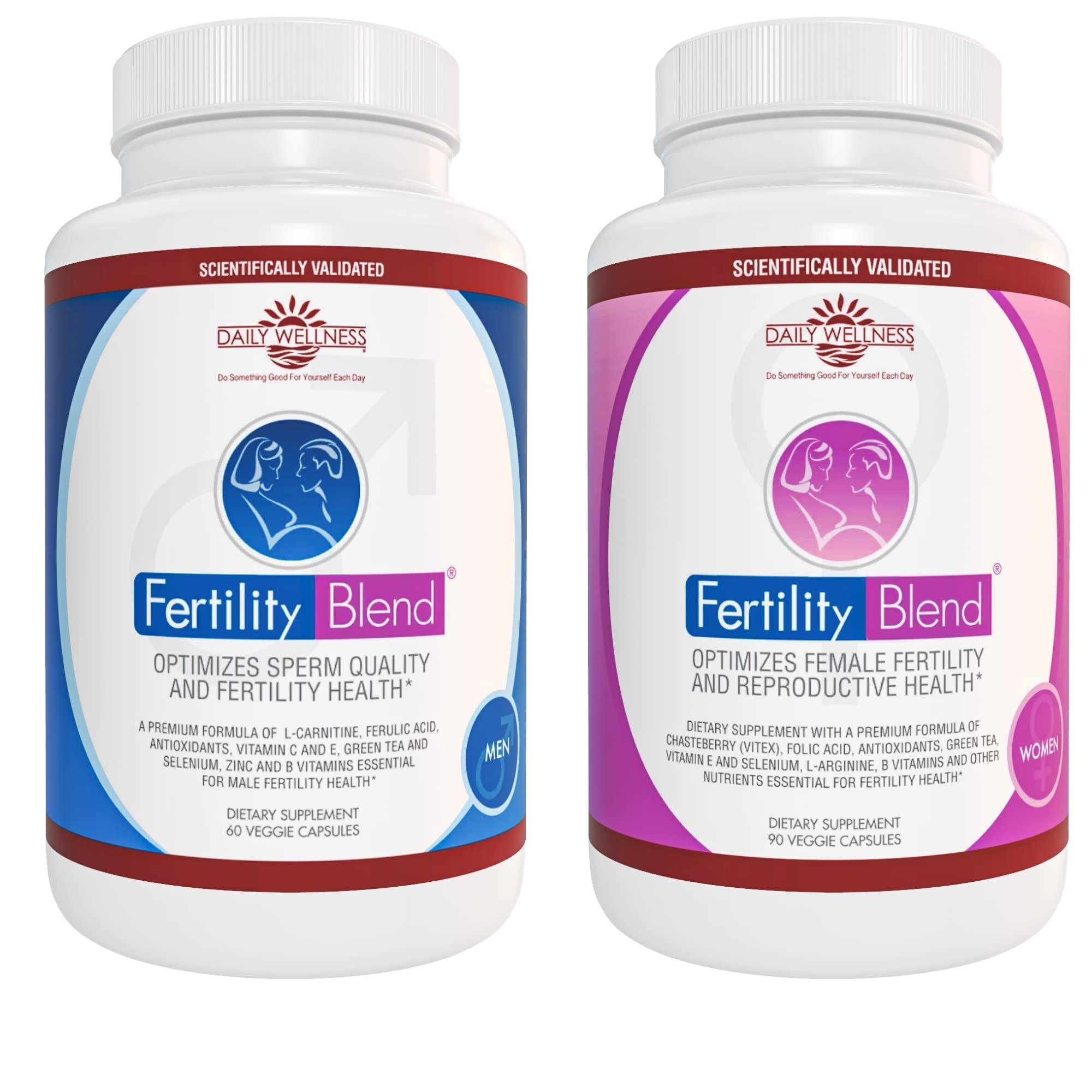 Fertility Blend One Month Supply Each-FERTILITY BLEND Supplement for MEN (60 Tablets) and FERTILITY BLEND Supplement for WOMEN (90 Tablets).by The Daily Wellness Co.