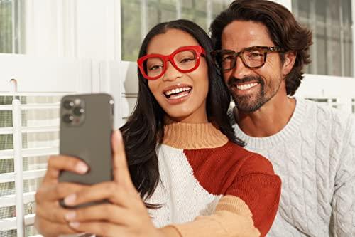 Peepers by PeeperSpecs Peepers by PeeperSpecs Oprah\'s Favorite Women\'s Center Stage Oversized Blue Light Blocking Reading Glasses - Red +1.50