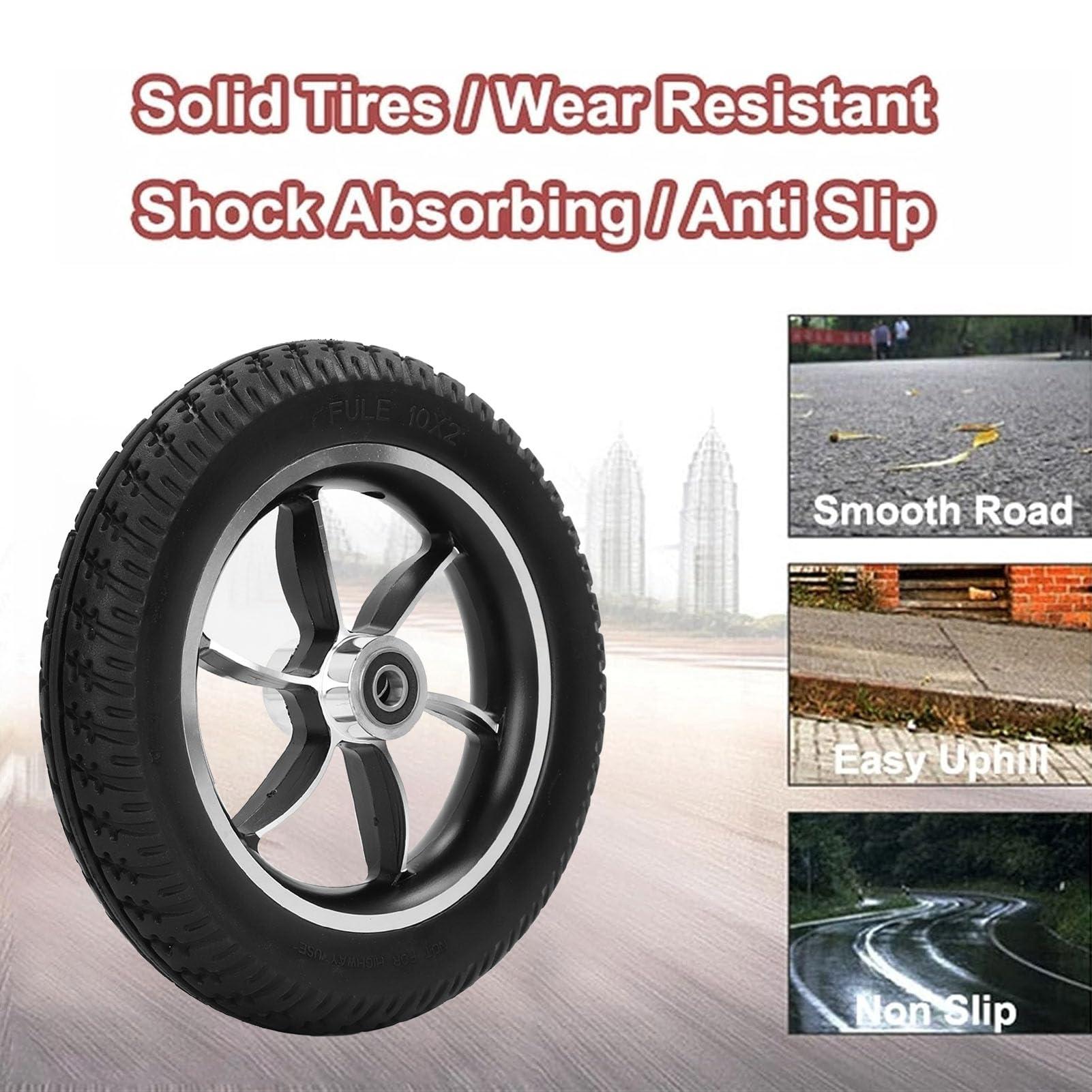 Agatige Wheelchair Wheel, 10 Inch Replacement Wheelchair Wheels Black PU Wheelchair Front Wheels Casters Rollers Wheels Anti-Slip Rollator Walker Replacement for Rollator Trolley