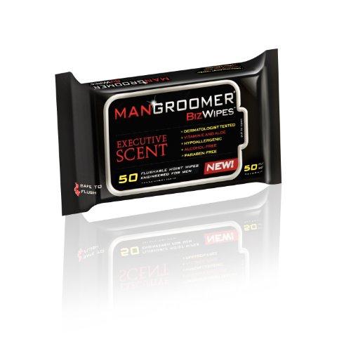 MANGROOMER MANGROOMER Biz Wipes Flushable Moist Personal Wipes Engineered for Men, Executive Scent, 50 Wipes (Pack of 6), 300 Count