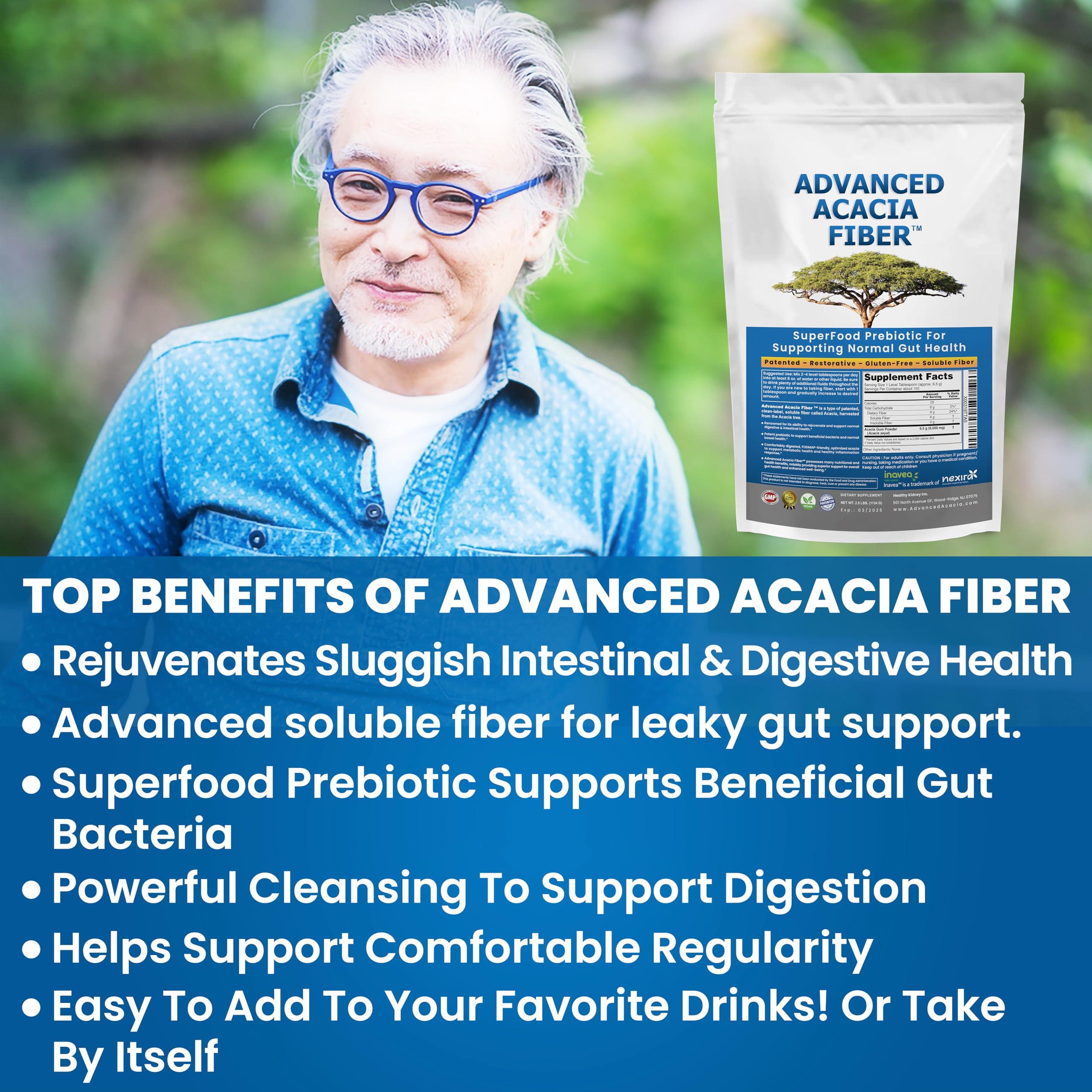 Kidney Restore Advanced Acacia Fiber Powder 16oz Soluble Fiber Leaky Gut Repair Powder. Organic Fiber Supplement Powder for Gut Health, Regularity, Digestive Rejuvenation