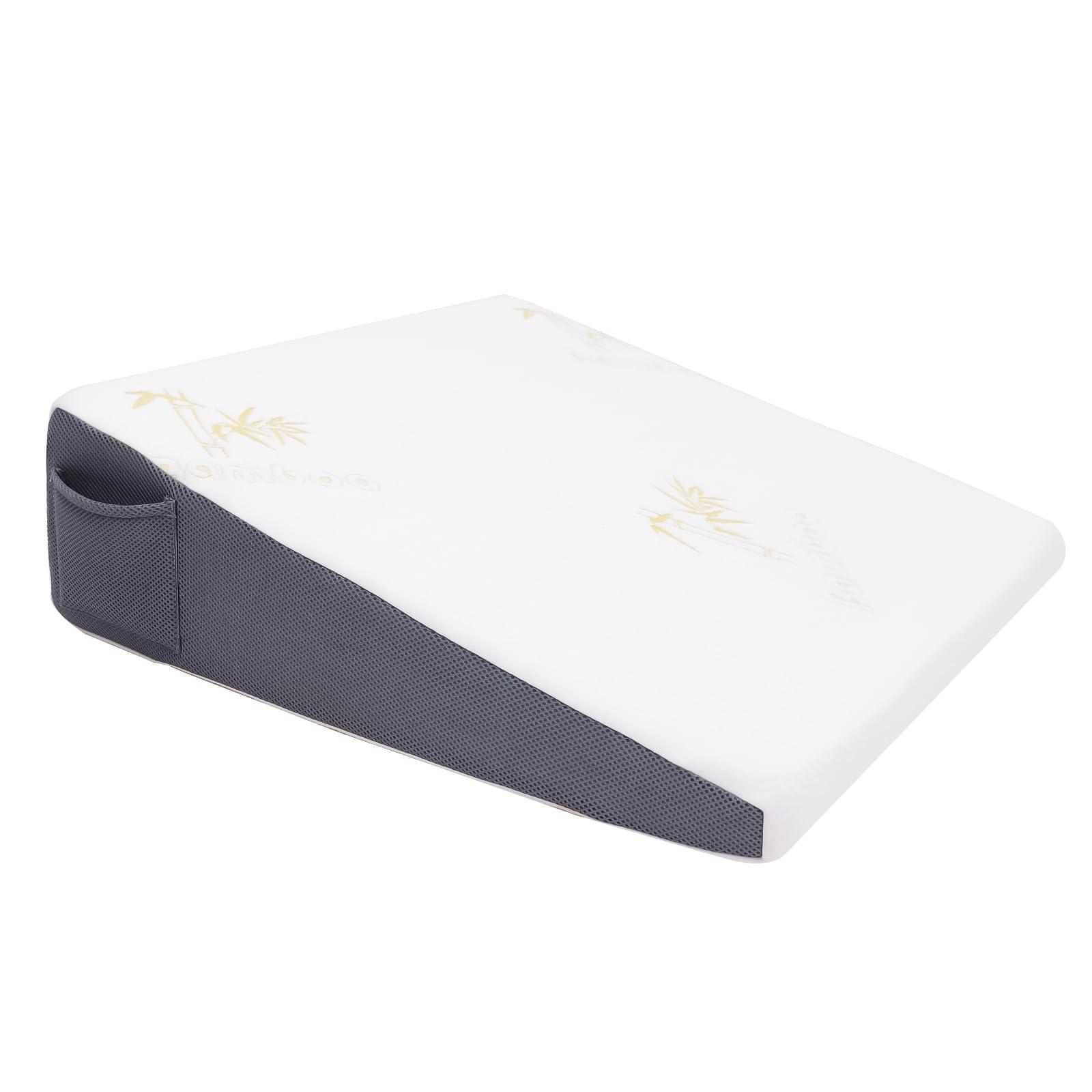 JoliNuit JoliNuit Bed Wedge Pillow for Sleeping, and Resting, Gel Memory Foam Pillow for Back, Knee Pain Relief After Surgery, 7.5 Inch Triangle Elevation Cushion for Acid Reflux,Gerd,Anti Snoring