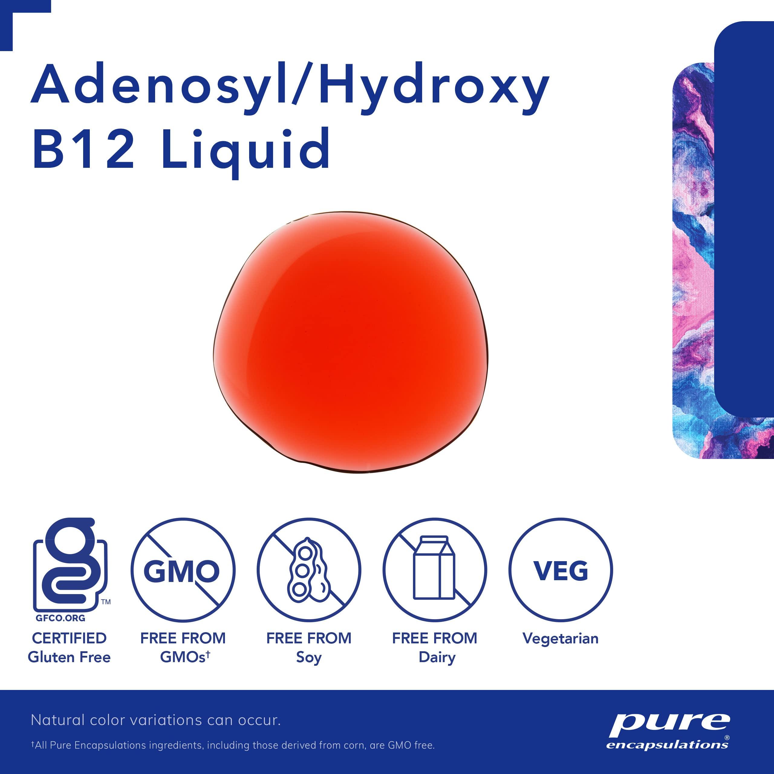 Pure Encapsulations Pure Encapsulations Adenosyl/Hydroxy B12 Liquid 30 mL - Supports Energy Metabolism & Neurological Health* - for Brain Support* - Gluten Free - Vegan - 1 Fl Oz