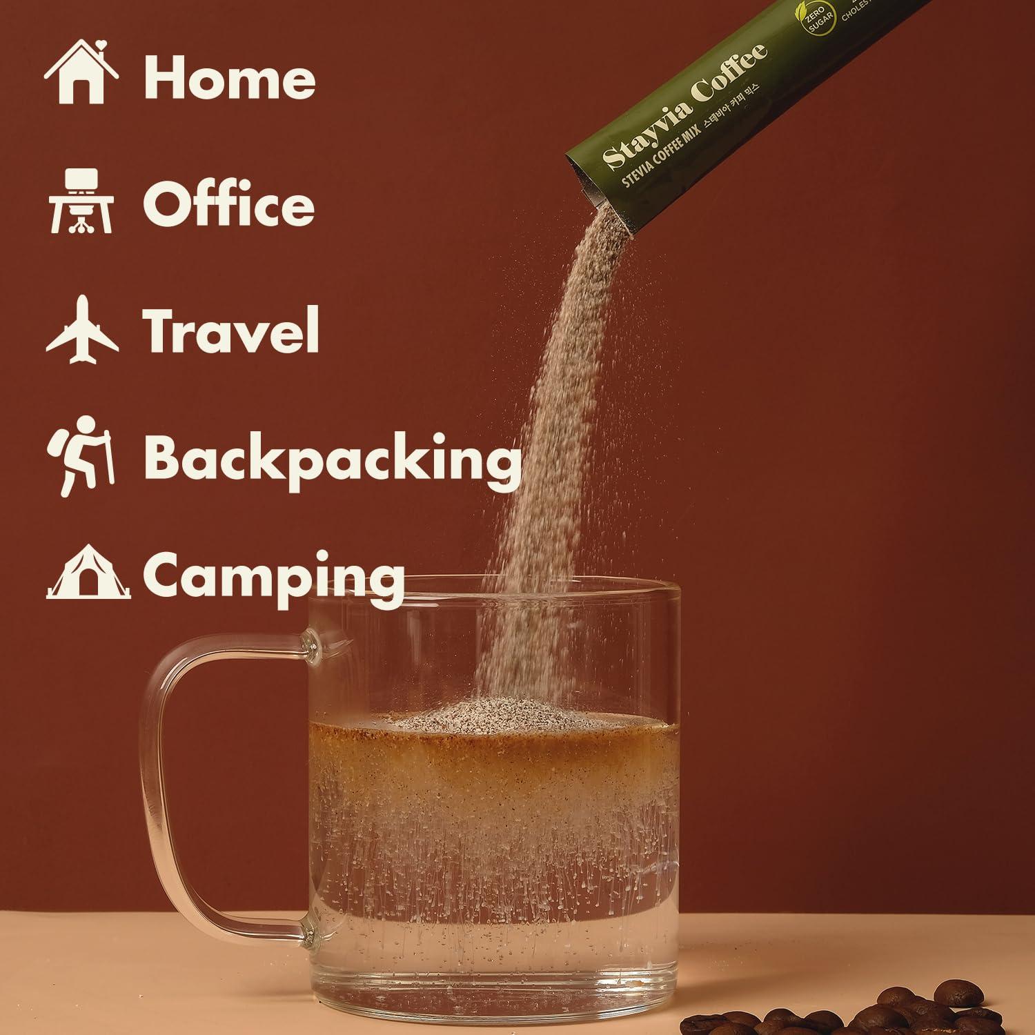 STAYVIA COFFEE STAYVIA COFFEE Stevia Instant Coffee Packets - Korean Instant Latte with Sugar-Free & Low Calories - 30 Sticks (0.33oz) - Plant-Based Sweetener - Enjoy Caffeine Hot & Cold at Office, Home & Travel
