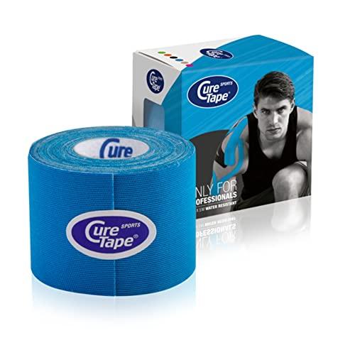 CureTape CureTape® Sports Kinesiology Tape Blue | 30% Stronger Adhesion | K-Tape for Extreme Conditions | Quick Dry Viscose | Waterproof Muscle Tape | for Increased Athletic Performance & Faster Recovery