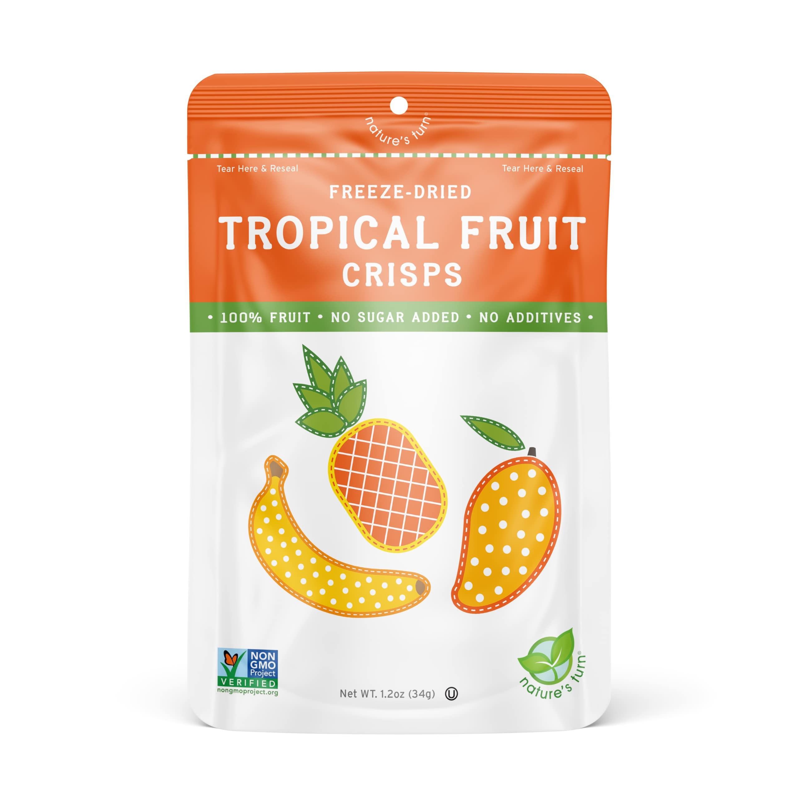 Nature\'s Turn Natures Turn Freeze-Dried Fruit Snacks, Strawberry and Tropical Crisps, Pack of 12 (1.2 oz Each)