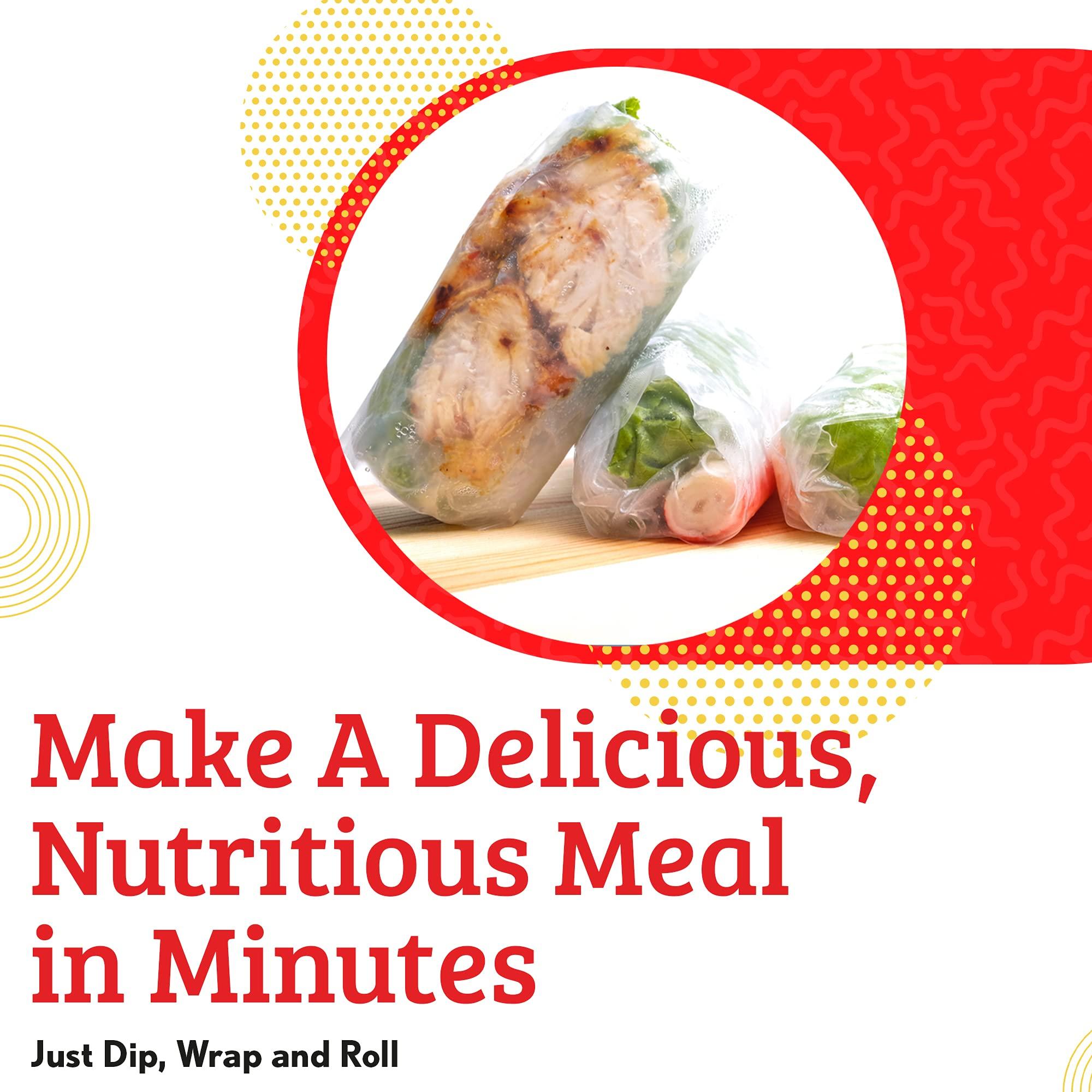 Cathay Cathay Fresh Spring Roll Rice Paper Wrappers, Rice Paper Wrappers for Fresh Rolls-25 Sheets, Non-GMO, Gluten-Free, Low Carb, Vietnamese Summer Wrap with Natural Ingredients, Veggie Wrap