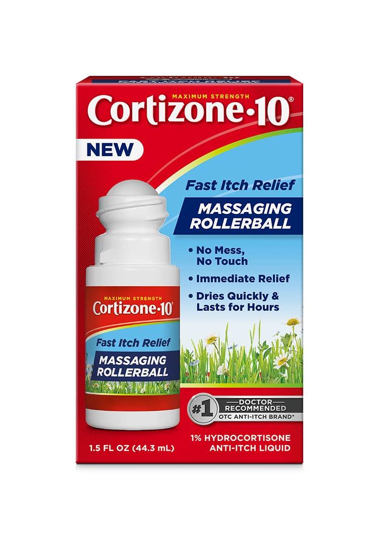 Cortizone 10 Cortizone-10 Maximum Strength Water Resistant Anti-Itch Ointment, 1% Hydrocortisone Ointment, 2 oz. & Maximum Strength Fast Itch Relief with Massaging Rollerball, 1% Hydrocortisone Liquid, 1.5 oz.