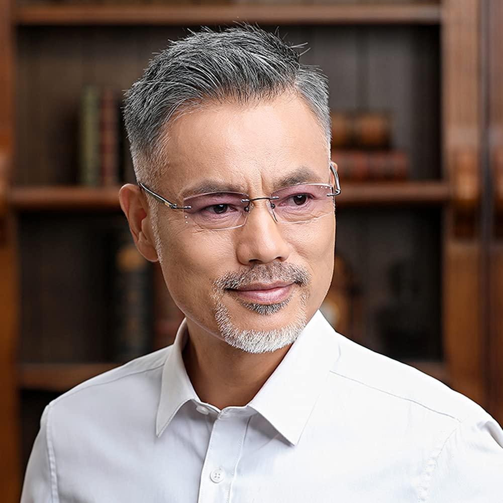 NWB Rimless Reading Glasses Blue Light Blocking for Men,Spring Hinge,Stylish Eyeglasses Anti Eye Strain/Glare/UV