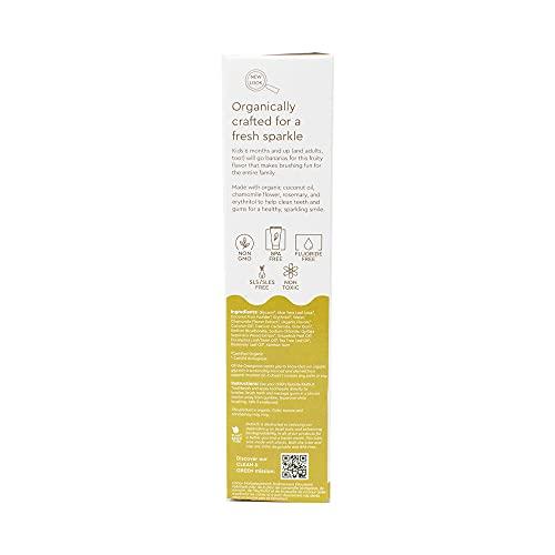 RADIUS RADIUS USDA Organic Kids Toothpaste 3oz Non Toxic Chemical-Free Gluten-Free Designed to Improve Gum Health for Children's 6 Months and Up - Coconut Banana - Pack of 3