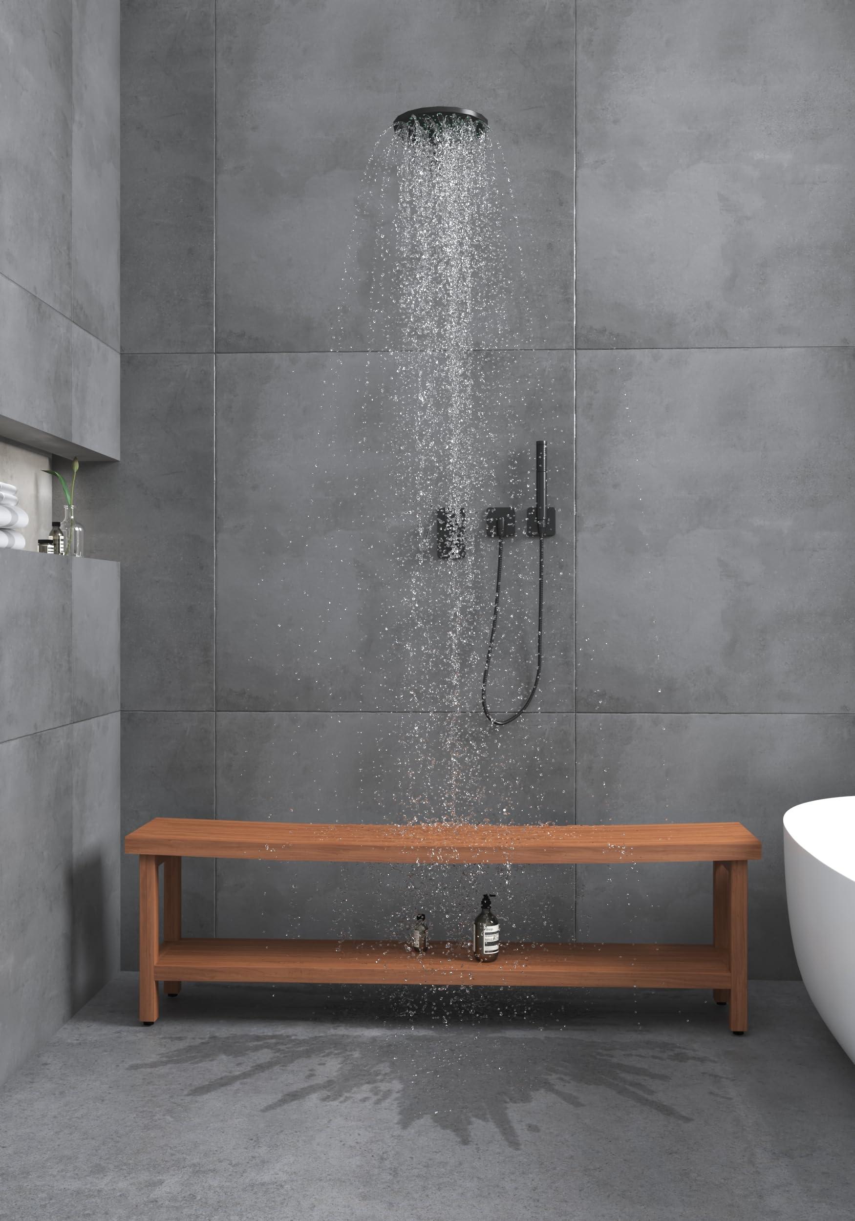 AquaTeak AquaTeak 60" Sumba Manor Teak Shower Bench with Shelf