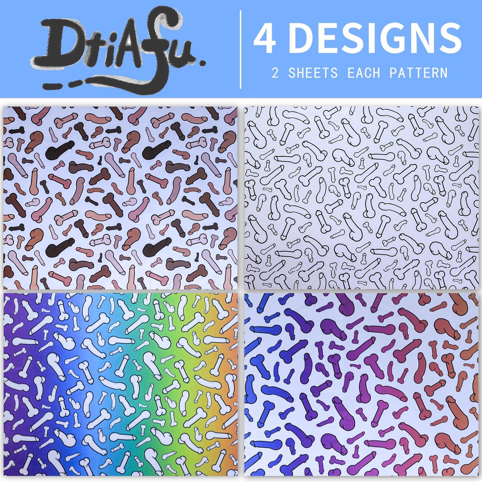 Dtiafu Dtiafu Funny Wrapping Paper for Women Men - 8 Sheets Rude Gift Wrapping Paper for Birthday Bridal Shower Anniversary - 20 x 28inch Per Sheet