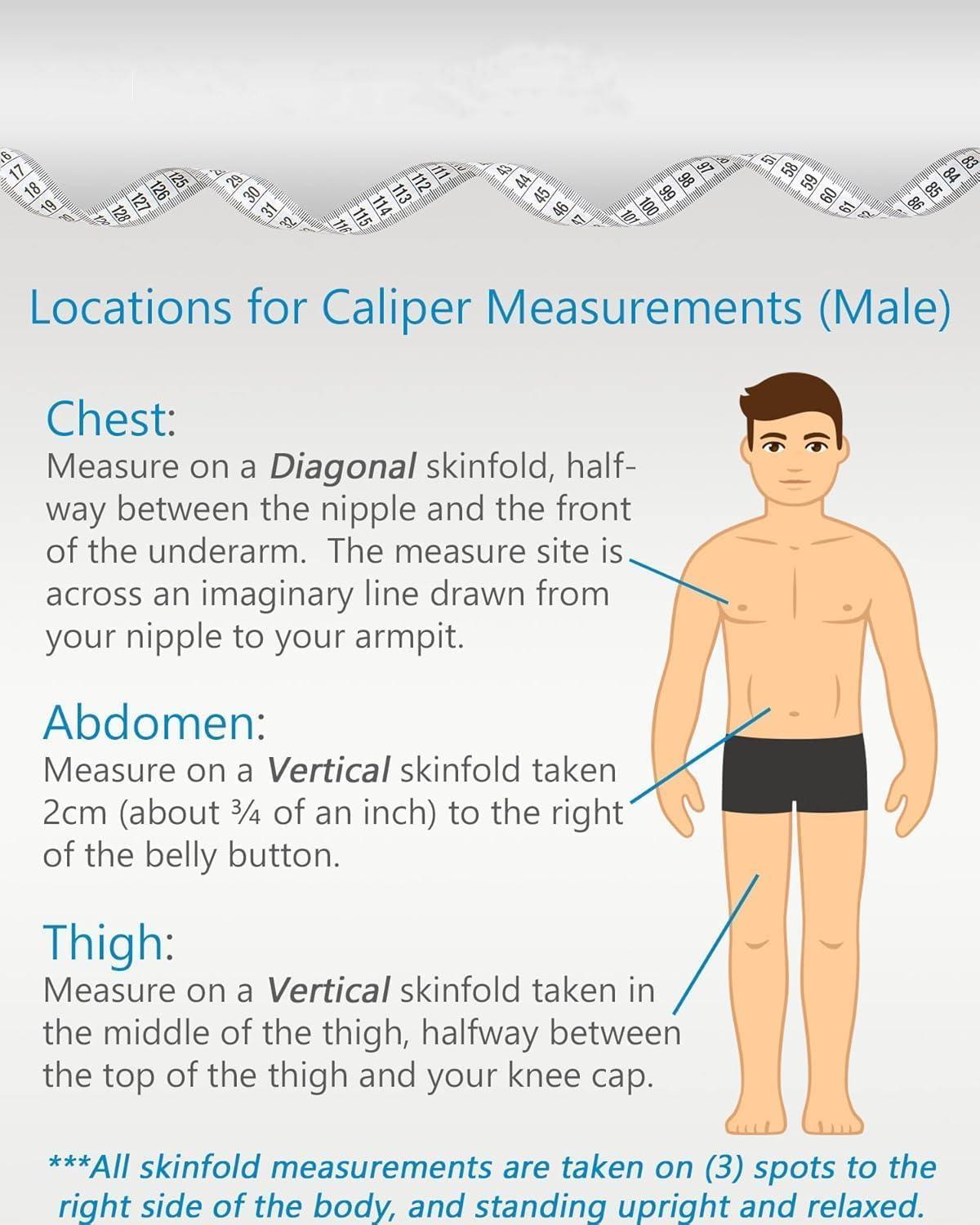 ZJchao Body Fat Caliper, Professional Double Spring Skinfold Calipers and Body Fat Tape Measure Tool for Accurately Measuring BMI Skin Fold Fitness(White)