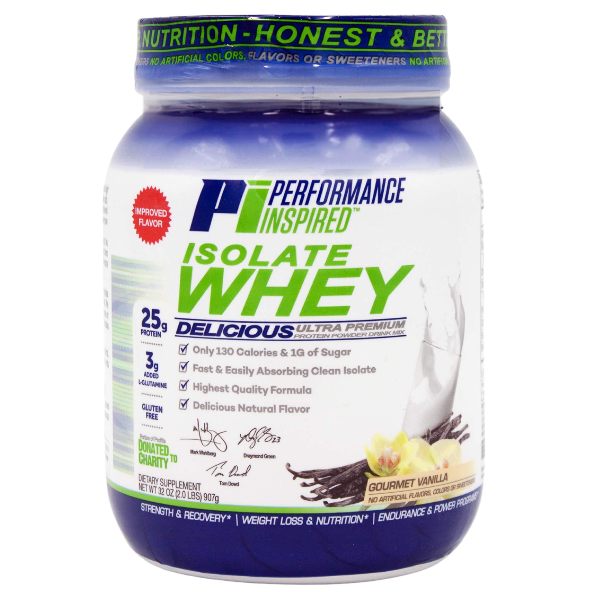 PERFORMANCE INSPIRED PERFORMANCE INSPIRED Nutrition - Isolate Whey Protein Powder - All Natural - 25G - Fast Absorbing - Added L-Glutamine - Contains BCAAs - Gluten Free - 2 lb - Gourmet Vanilla