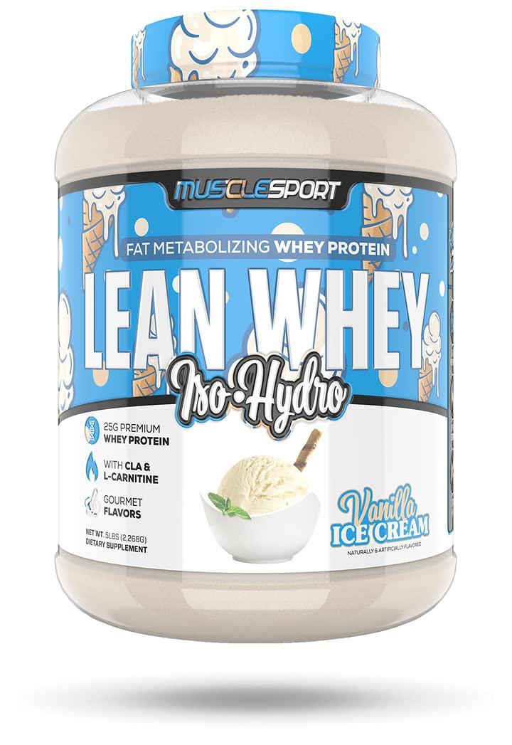 Musclesport Musclesport Lean Whey Revolution™ Protein Powder - Whey Protein Isolate - Low Calorie, Low Carb, Low Fat, Incredible Flavors - 25g Protein per Scoop - 5lb Vanilla Ice Cream