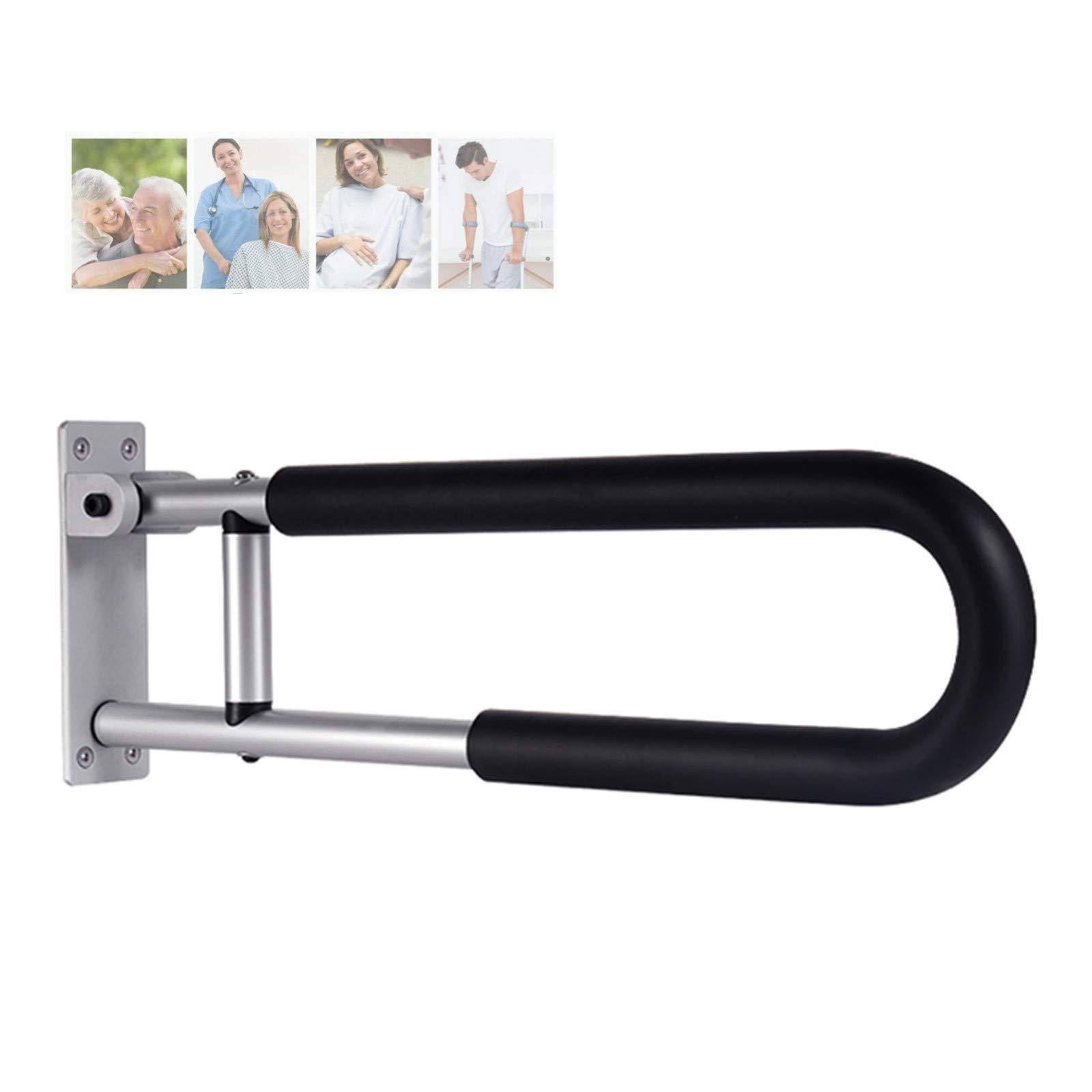 WeBert Bathroom Grab Rails,Shower Handicap Grab Bars, Shower Handles for Elderly, Disabled Flip-up Bathroom Grab Bar Toilet Handrails Hand Grips Handle Shower Assist Aid, Length 60 Cmblack (Color : Black)