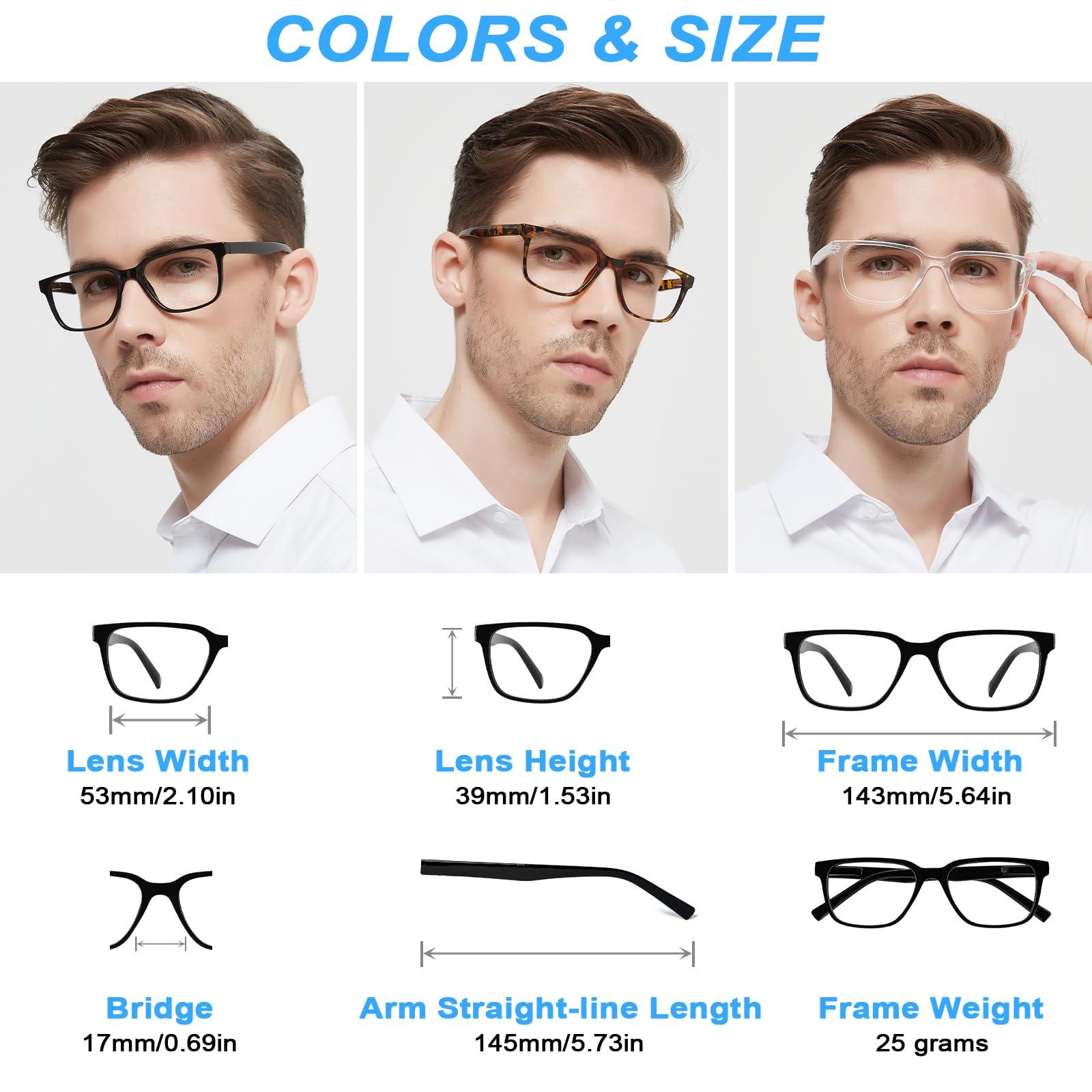 WEMOOTANTS WEMOOTANTS Mens Blue Light Blocking Reading Glasses Lightweight Square Readers 1.5 for Men 1.00 1.25 1.50 1.75 2.00 2.25 2.50 2.75 3.00 3.50 4.00 (Black 150)