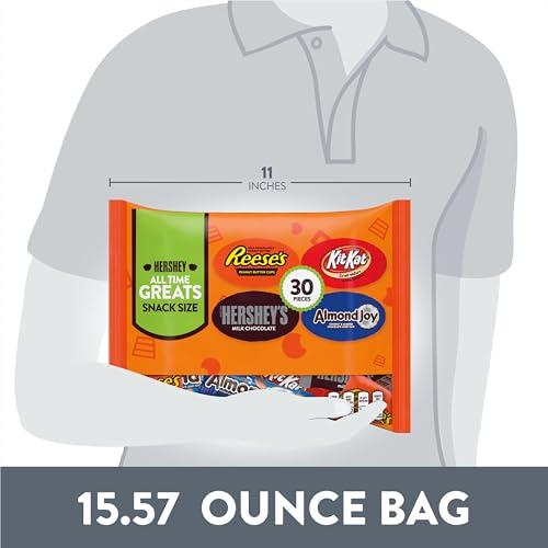 HERSHEY'S Hershey Assorted Chocolate Snack Size, Candy Bag, 15.57 oz (30 Pieces)