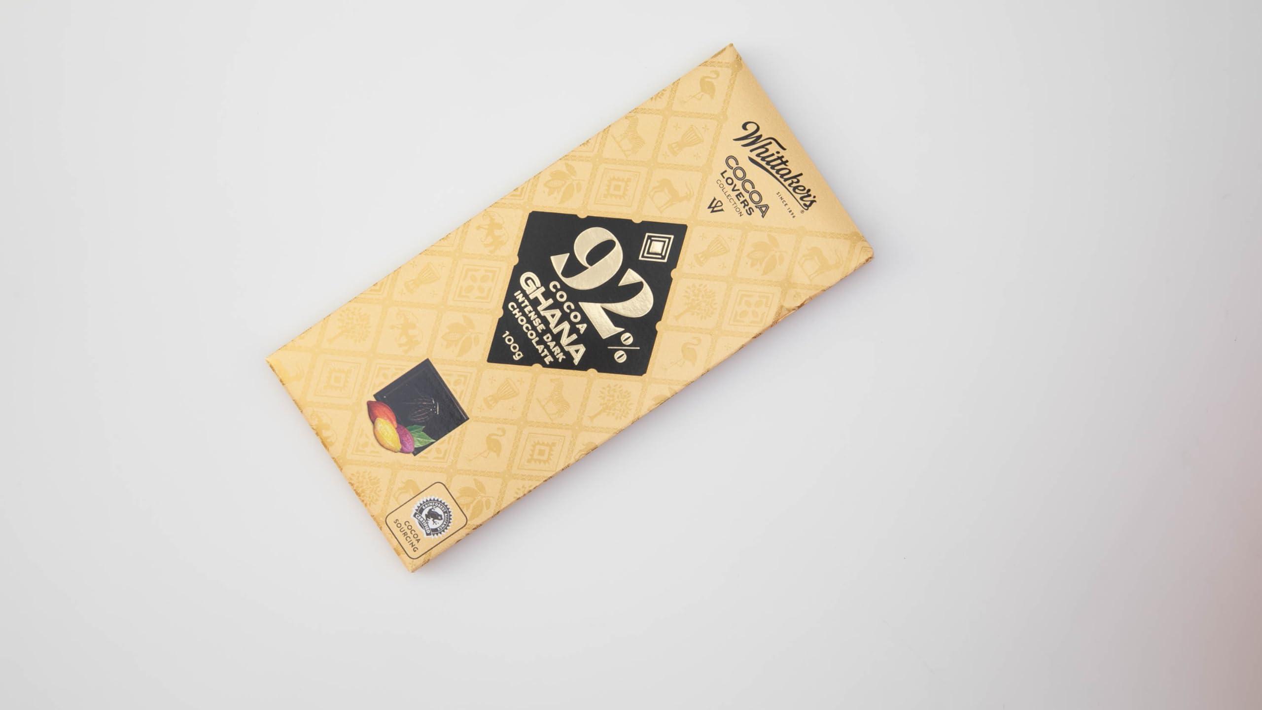 Whittaker\'s Whittaker\'s Cocoa Lovers 92% Cocoa Ghana Intense Dark Chocolate 100g (Pack of 6) Made in New Zealand, Full Size