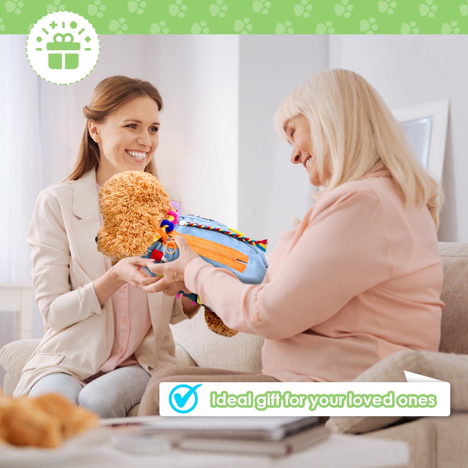 SZDMDISLET Fidget Sensory Dog Blanket for Elderly | Premium Dementia Activities for Seniors Items | Engaging Sensory Items (pup) for Adults | Gift and Activities for Seniors with Alzheimer