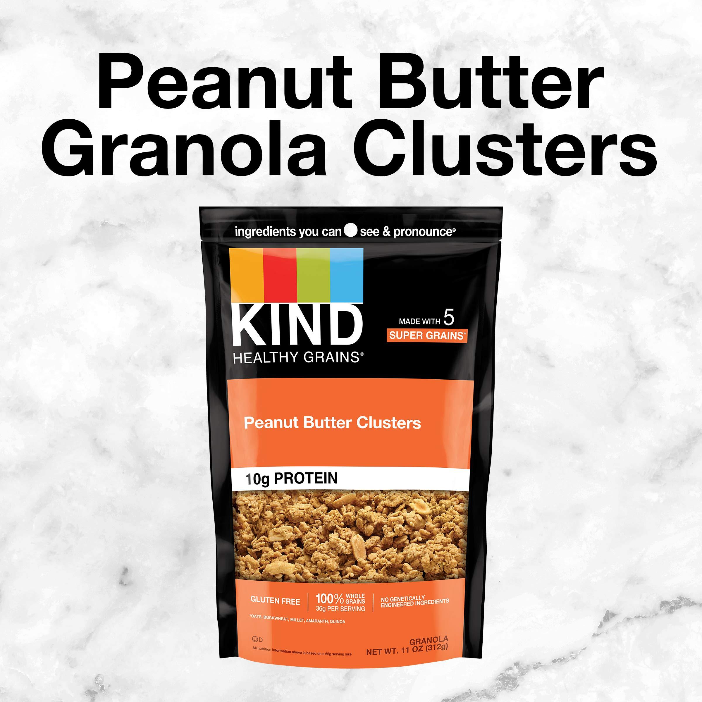 KIND KIND HEALTHY GRAINS Granola Family Size, Healthy Snack, Peanut Butter Granola Clusters, 10g Protein, Snack Mix 11 OZ (6 Pack)