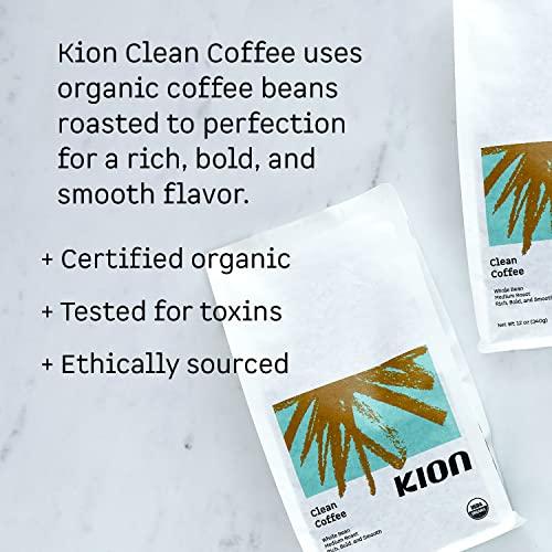 Kion Kion Organic Whole Bean Coffee, Tested for Toxins, Ethically Sourced, Rich, Bold, and Smooth, Medium Roast 12 Oz (1 Pack)