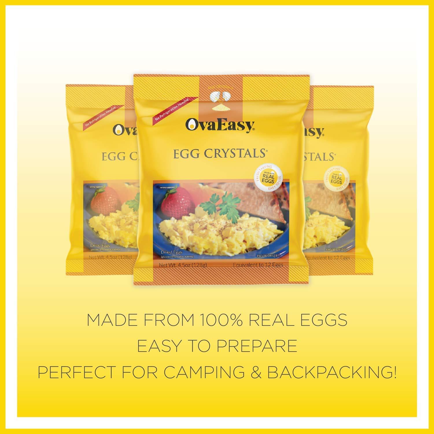 Ova Easy OvaEasy Dehydrated Egg Crystals 4.5oz. (128g) Bag Powdered Eggs Made From All-Natural Ingredients Easy-To-Prepare Egg Powder Dehydrated Food Perfect for Camping & Backpacking (6-pack of 4.5 oz. bags)