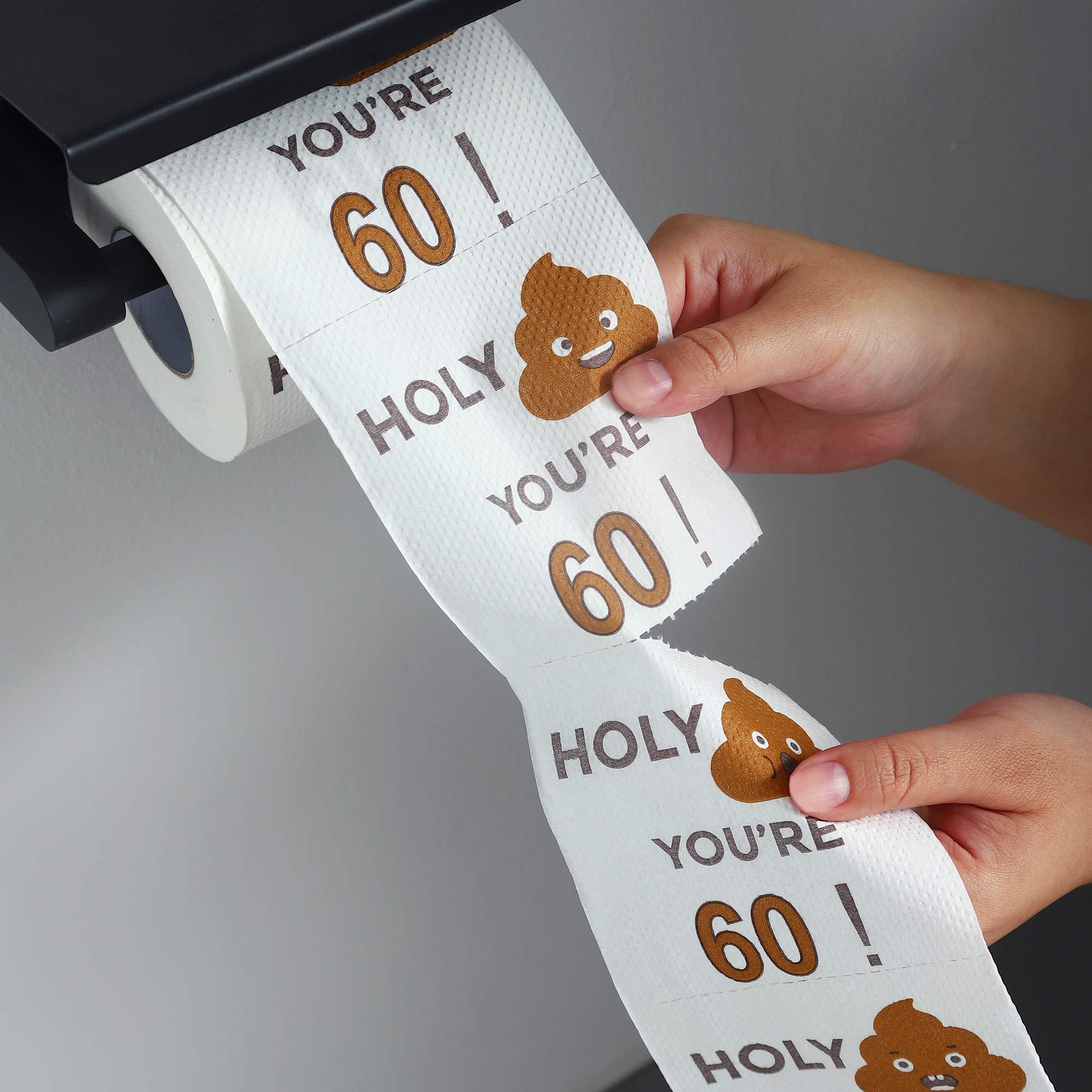 Winoo Design Happy 60th Birthday Gifts for Women and Men - 3-Ply Funny Toilet Paper Roll, Birthday Decorations for Him, Her, Novelty, Gag Funny Gift