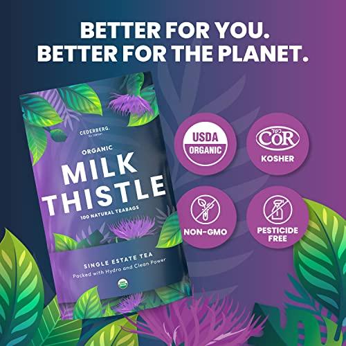 Cederberg Tea Company Organic Milk Thistle Tea — 100 Tea Bags | Organic Herbal Tea From Single Origin | Eco-Friendly Tea Bags | Non-GMO Caffeine Free Tea With Zero Sugar | Cederberg Tea Company