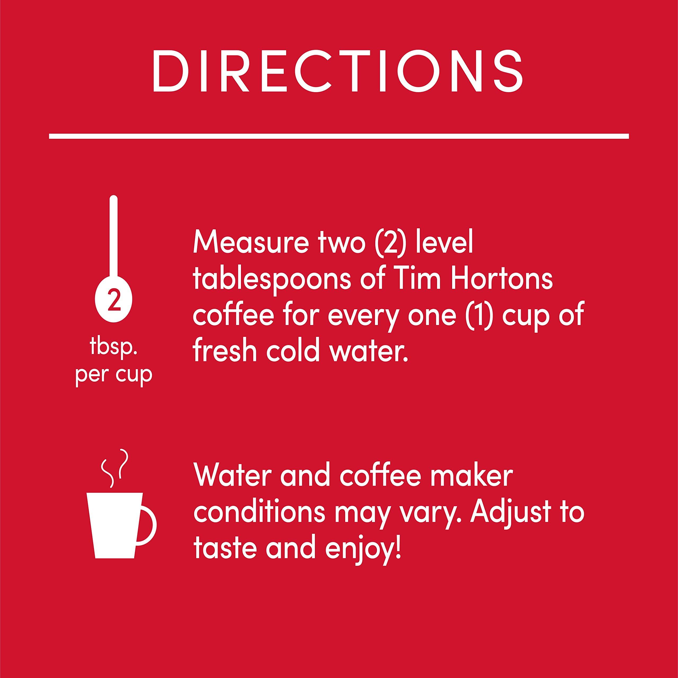 Tim Hortons Tim Hortons Dark Roast, Rich Ground Coffee, Perfectly Balanced, Always Smooth, Made with 100% Arabica Beans, 72 Ounce, 12 Oz (Pack of 6), Red