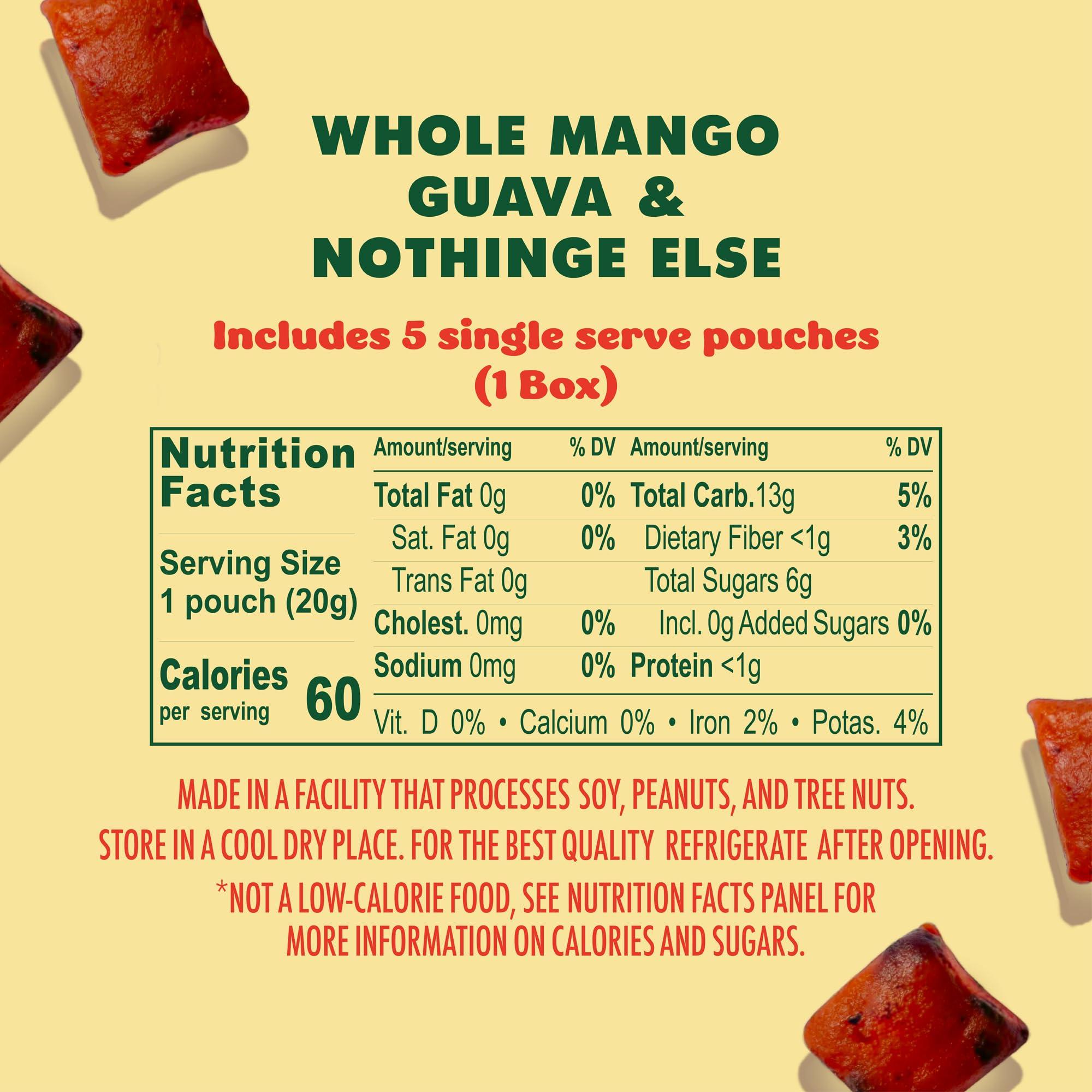 SOLELY SOLELY - Organic Mango & Guava Whole Fruit Gummies (1 Box, 5 Single Serving Bags per Box) - Real Fresh Fruit - Healthy Snacks for Adults & Kids - Non GMO, Vegan Snacks, Shelf Stable - 5 Bags (3.5 oz)