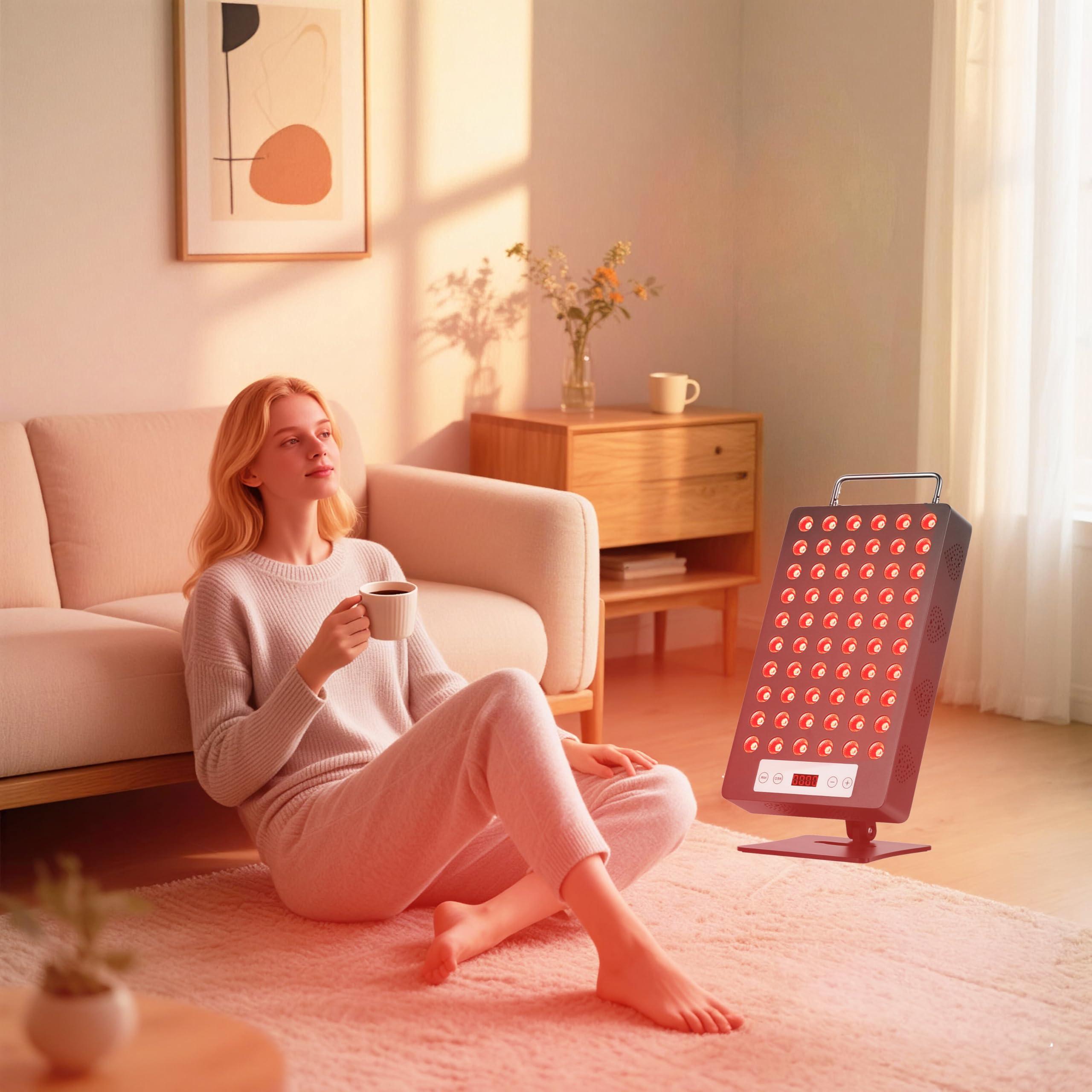 iPlantop Red Light Therapy Device, Red 660nm & Near Infrared 850nm Infrared Light Therapy for Body, Light Therapy Panels with Adjustable Stand, 60pcs Dual Chips LEDs for Recovery and Skin Health.