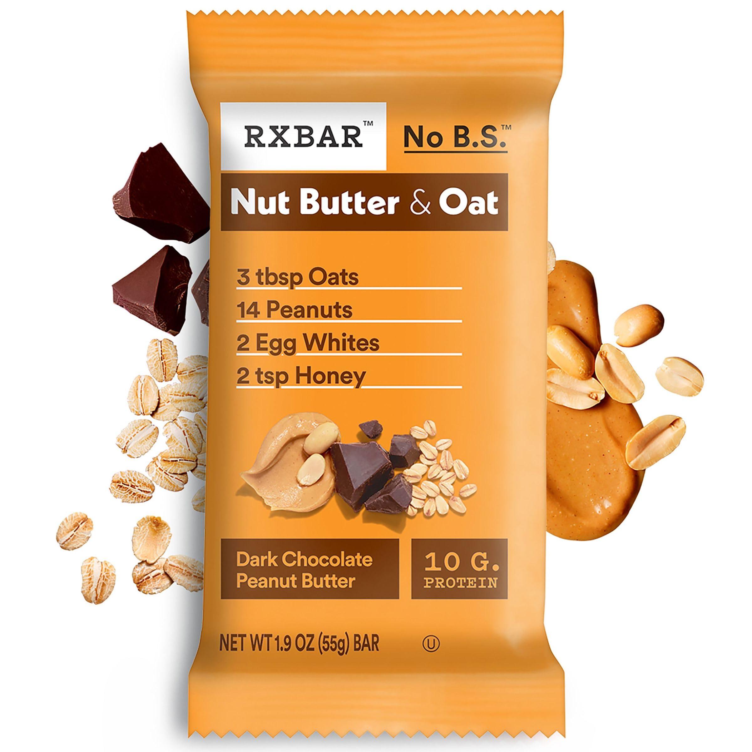 RXBAR RXBAR Nut Butter and Oat Protein Bars, Protein Snacks, Snack Bars, Dark Chocolate Peanut Butter, 9.7oz Box (5 Bars)