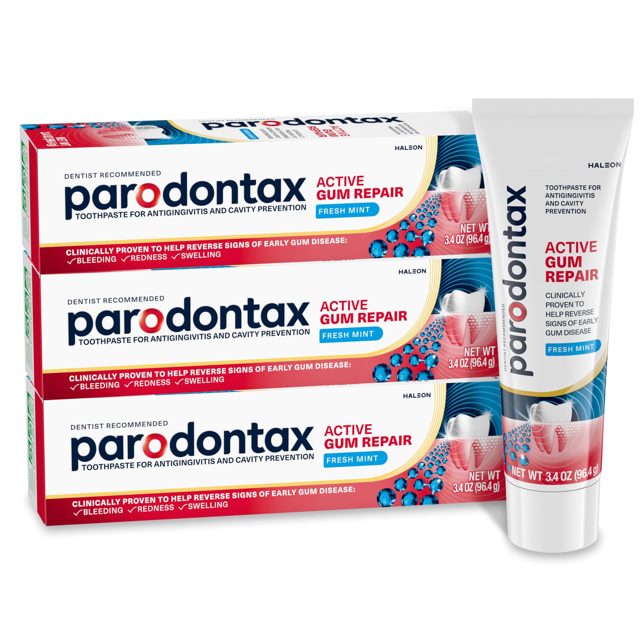Parodontax Parodontax Active Gum Repair Toothpaste, Toothpaste To Help Reverse Signs Of Early Disease For Health, Fresh Mint Flavored - 3.4 Oz x 3
