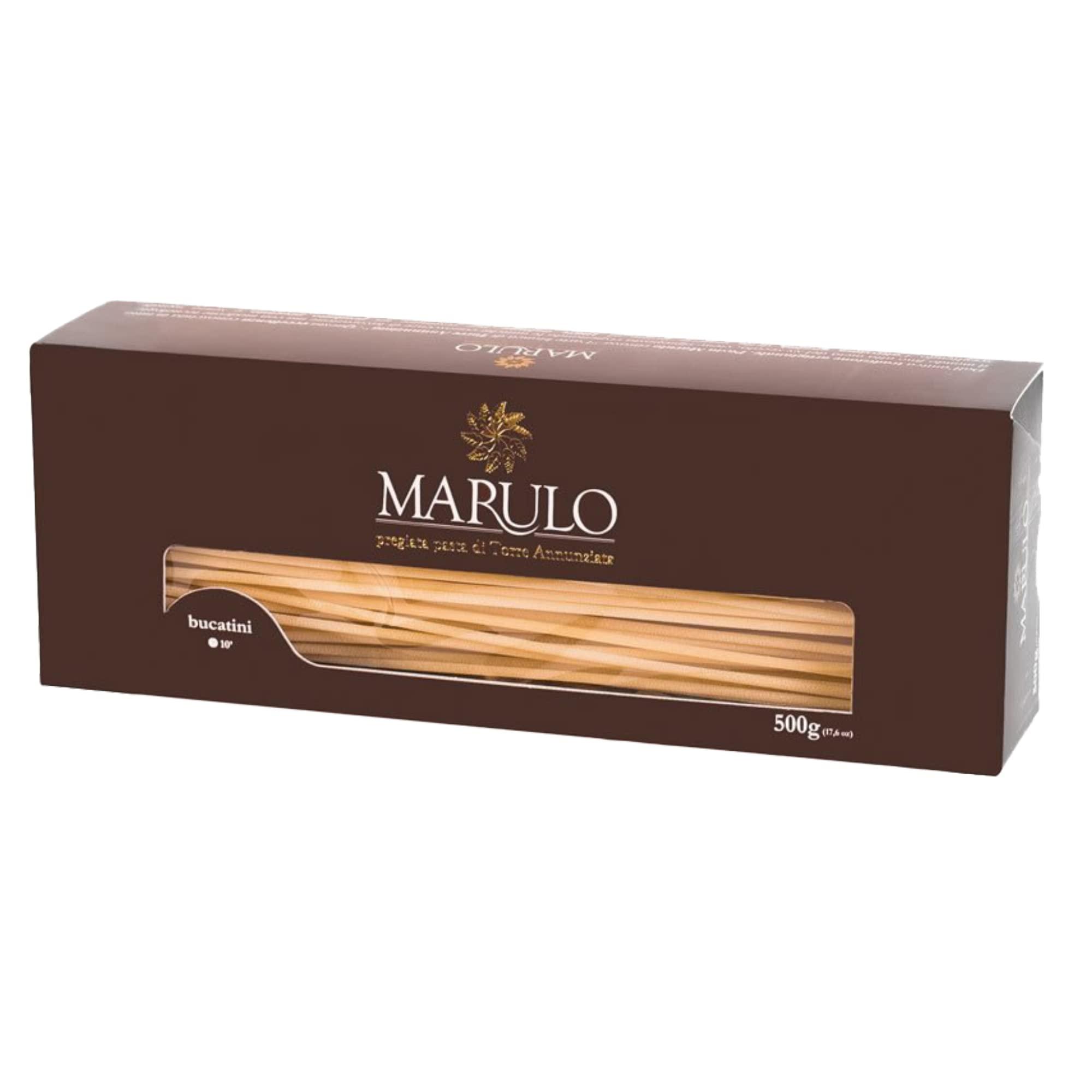 MARULO pregiata pasta di Torre Annunziata Marulo, Bucatani, Italian Pasta Bronze Die Cut, Artisan Pasta, 1.1 Pound (Pack of 12), Only 2 Ingredients, Pasta Imported Italian. Pasta from Campania.