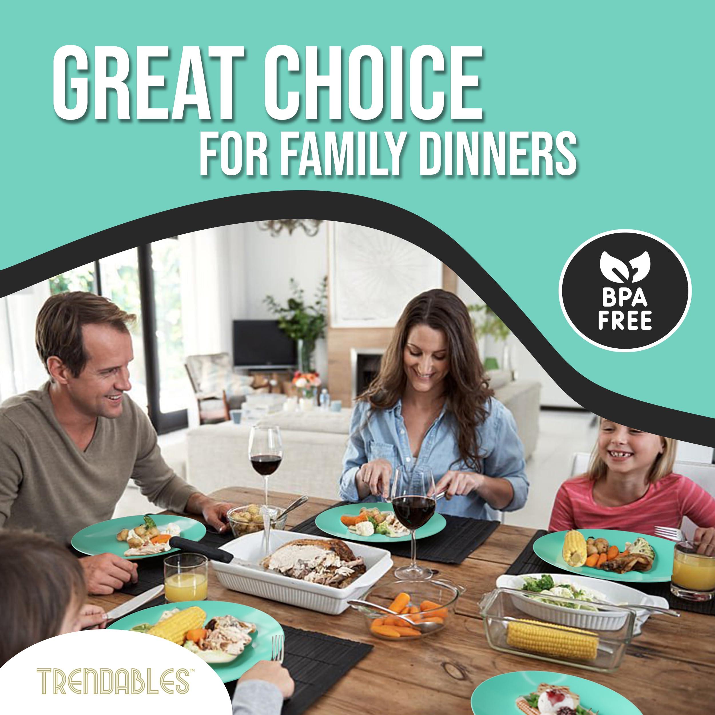 Trendables Trendables 120 Pcs Green Plates Plastic Dinner Plates 60 Guests I 60-10\" Heavy Duty Plastic Plates & 60-8\" Dessert Plates | Disposable Dinnerware Set | Green Plates, Green Plastic Plates Party Plates